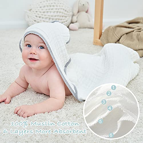 Large Hooded Baby Towels, Pink & White