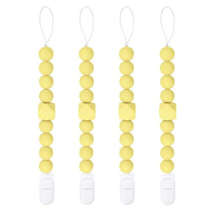 Yoofoss Pacifier Clip Silicone 4 Pack for Baby Girls BPA Free Teething Beads Fits Most Pacifier Styles &Teething Toys