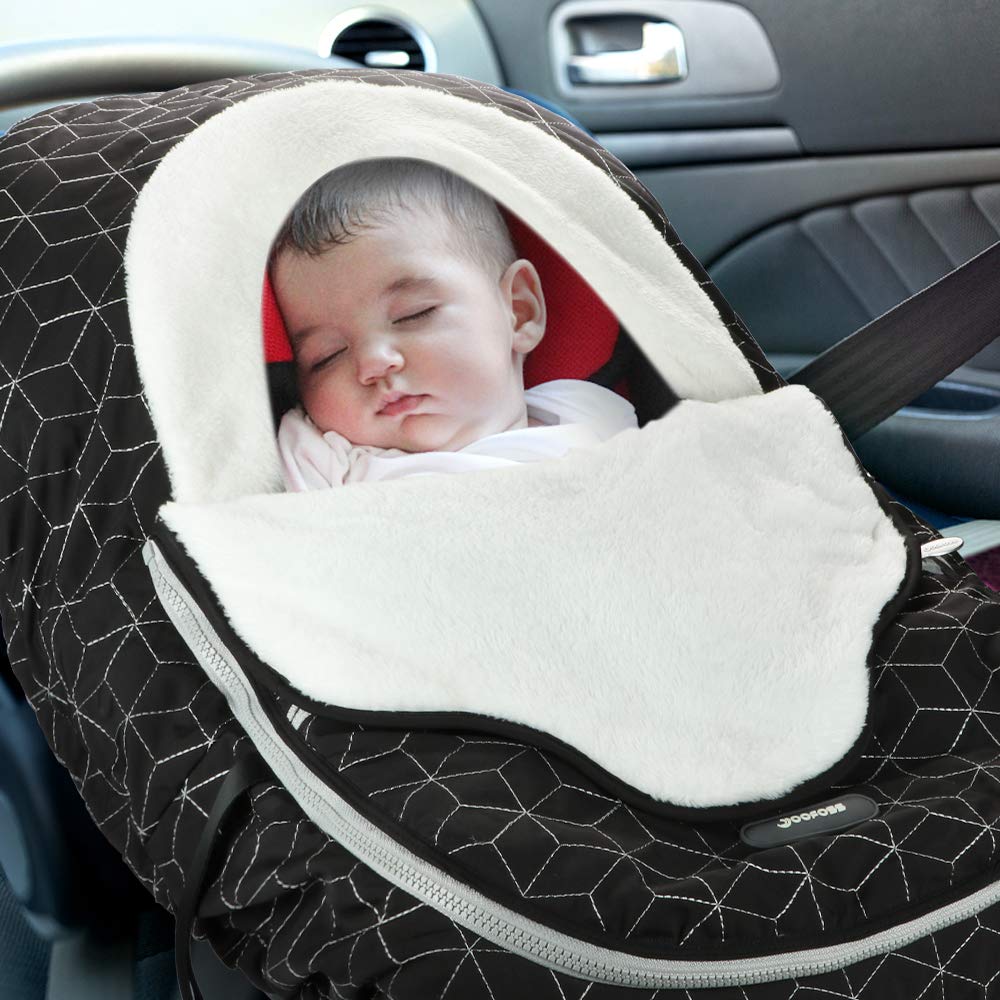 Baby Car Seat Cover Winter Carseat Canopies Cover to Protect Baby from Cold Wind, Super Warm Plush Fleece Baby Carrier Cover for Infant Boys Girls
