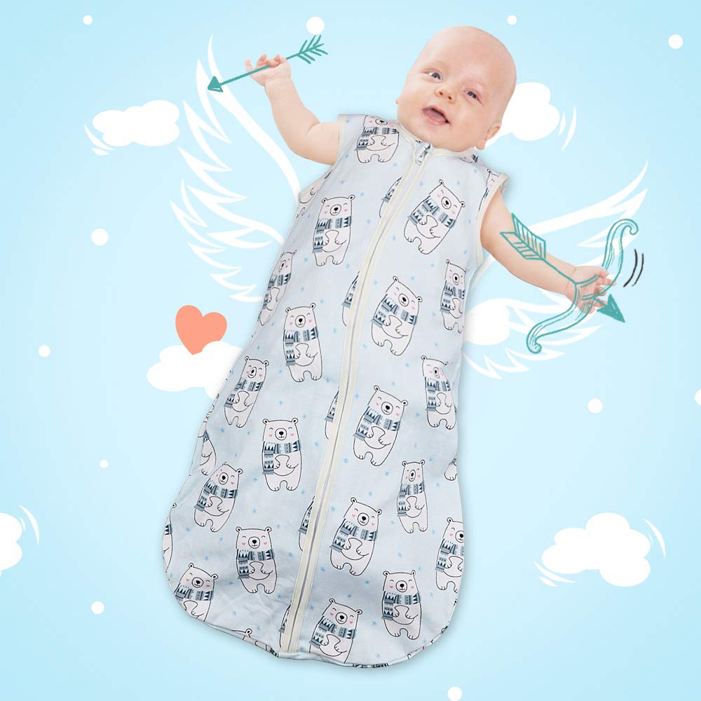 Yoofoss Baby Sleep Sack Wearable Blanket 100% Cotton Baby Sleep Bag 0-6 Month Soft Lightweigt Swaddle Transition Blanket