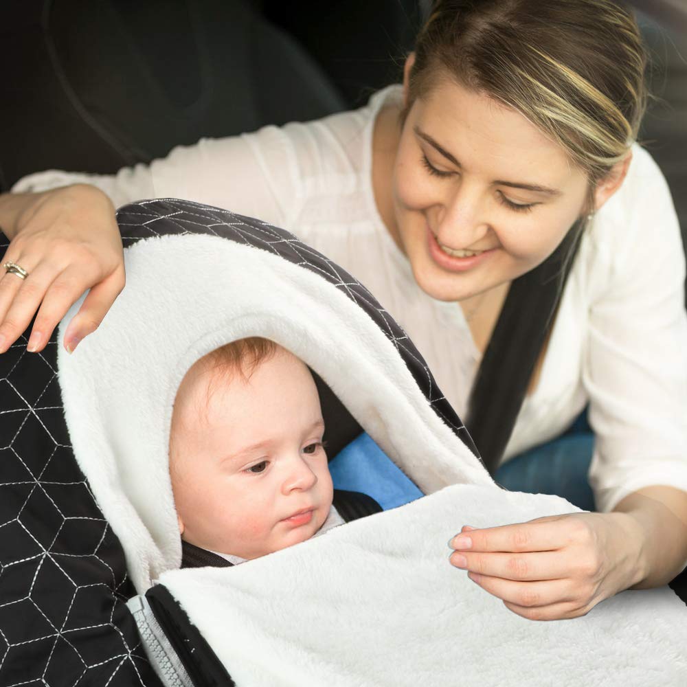 Baby Car Seat Cover Winter Carseat Canopies Cover to Protect Baby from Cold Wind, Super Warm Plush Fleece Baby Carrier Cover for Infant Boys Girls