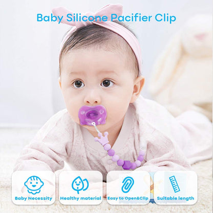 Yoofoss Pacifier Clip Silicone Teething Beads Teether Clips Pacifier Holder for Baby Boys and Girls, 4 Pack