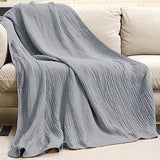 Yoofoss Muslin Blanket 100% Cotton Summer Blanket Large Twin Size 60" x 80" for Bed Couch 6-Layer Gauze Blanket for Adults Lightweight and Breathable Grey