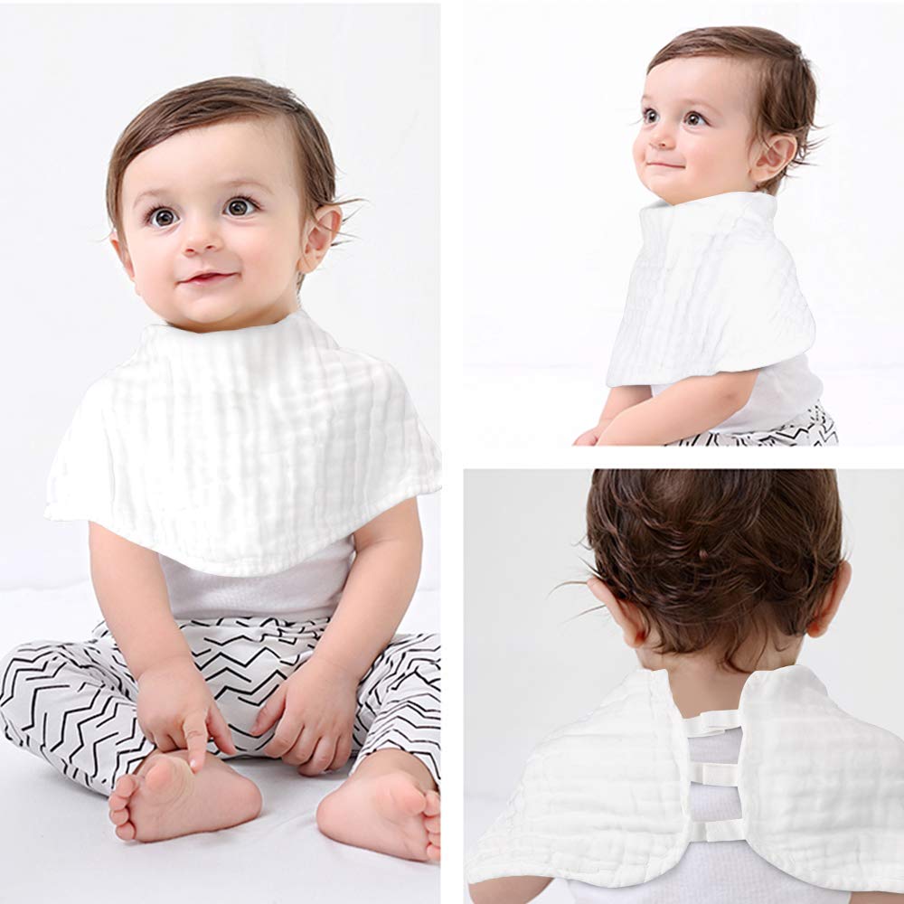 Burp Cloths 2 in 1 Baby Bibs Soft & Absorbent 100% Muslin Cotton Burpy Bibs for Boys & Girls 4 Pack by YOOFOSS