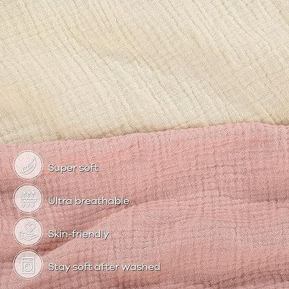 Muslin Fitted Crib Sheets Apricot & Pink, 2 Pack