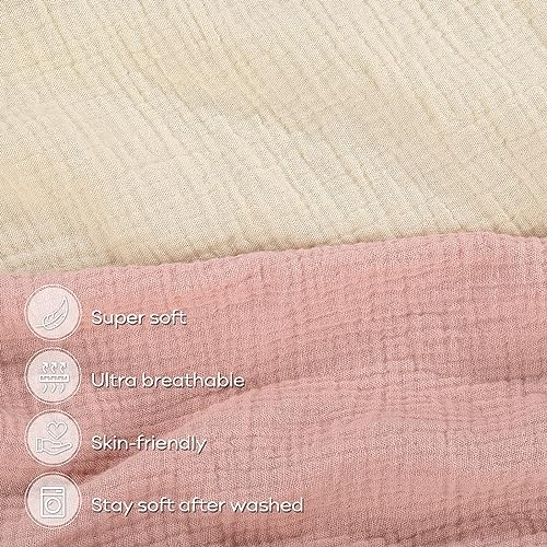 Muslin Fitted Crib Sheets Apricot & Pink, 2 Pack