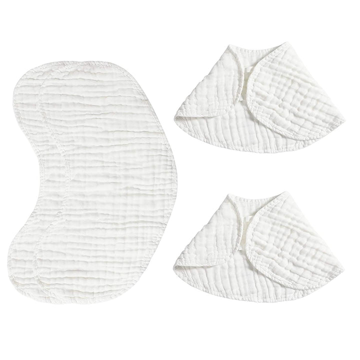 Burp Cloths 2 in 1 Baby Bibs Soft & Absorbent 100% Muslin Cotton Burpy Bibs for Boys & Girls 4 Pack by YOOFOSS