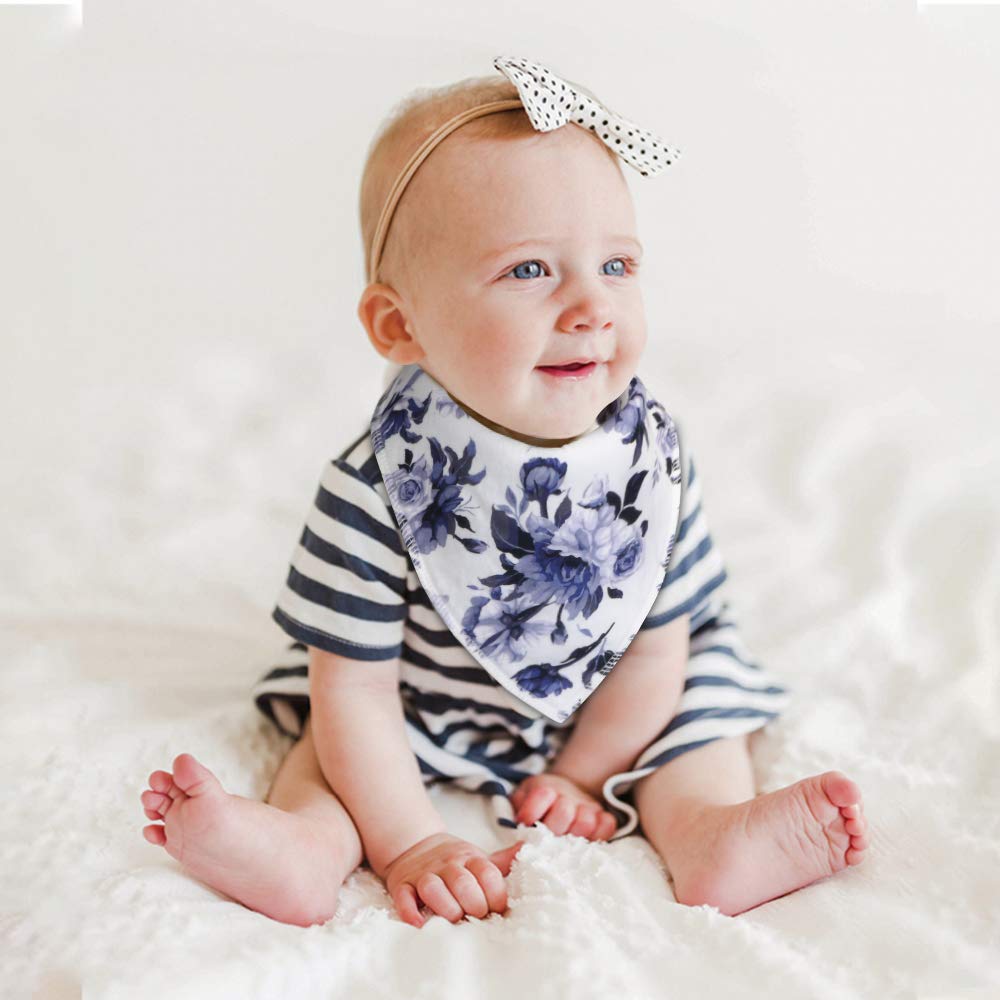 Baby Bibs for Girls 10 Pack Baby Bandana Drool Bibs Soft and Absorbent with Flower Pattern by Yoofoss