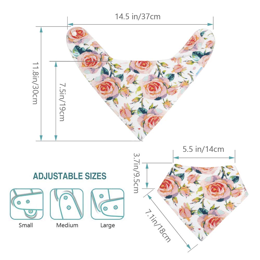 Baby Bibs for Girls 10 Pack Baby Bandana Drool Bibs Soft and Absorbent with Flower Pattern by Yoofoss