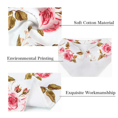Baby Bibs for Girls 10 Pack Baby Bandana Drool Bibs Soft and Absorbent with Flower Pattern by Yoofoss