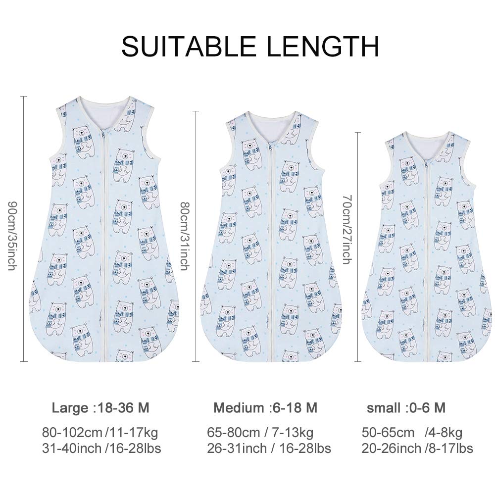 Yoofoss Baby Sleep Sack Wearable Blanket 100% Cotton Baby Sleep Bag 0-6 Month Soft Lightweigt Swaddle Transition Blanket