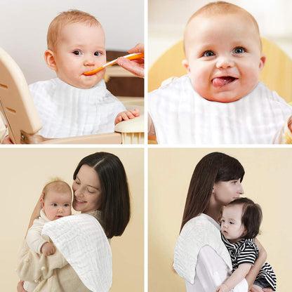 Burp Cloths 2 in 1 Baby Bibs Soft & Absorbent 100% Muslin Cotton Burpy Bibs for Boys & Girls 4 Pack by YOOFOSS