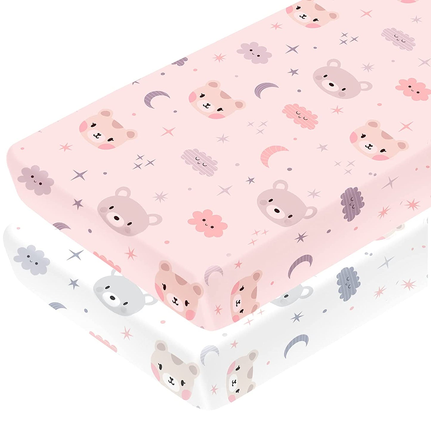 Yoofoss Fitted Crib Sheet Set 2 Pack Baby Sheets for Standard Crib Toddler Mattress Cover Soft Microfiber Breathable Mattress Cover for Boys and Girls