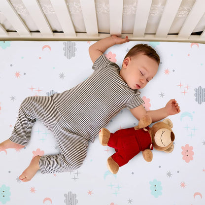 Yoofoss Fitted Crib Sheet Set 2 Pack Baby Sheets for Standard Crib Toddler Mattress Cover Soft Microfiber Breathable Mattress Cover for Boys and Girls