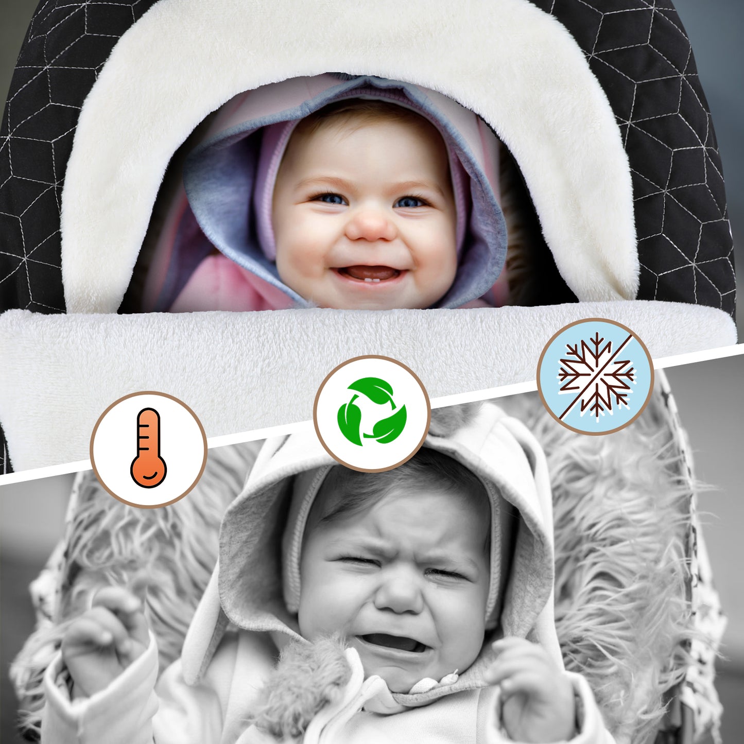 Baby Car Seat Cover Winter Carseat Canopies Cover to Protect Baby from Cold Wind, Super Warm Plush Fleece Baby Carrier Cover for Infant Boys Girls
