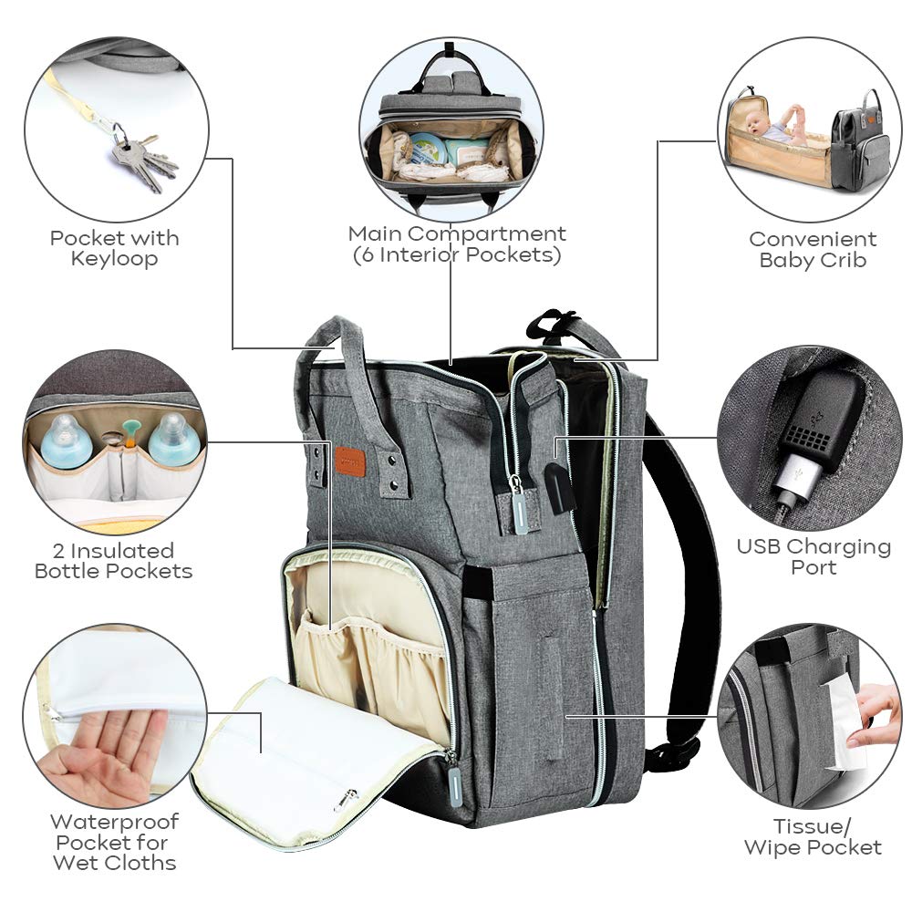 NOBODINOZ BABY ON THE GO WATERPROOF CHANGING BAG - NURSERY & INTERIORS from  Molly Meg UK