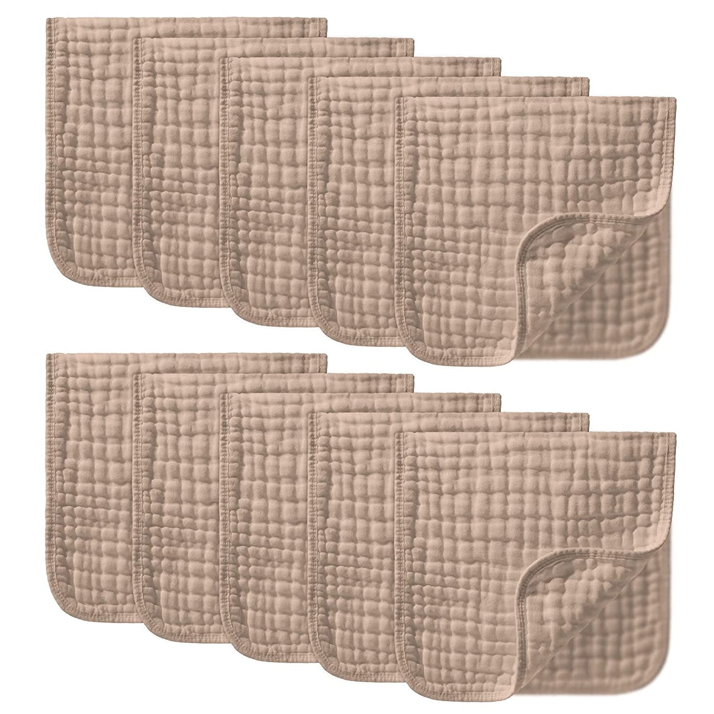 YOOFOSS Muslin Burp Cloths 10 Pack Baby Washcloths Large 20''X10'' 100% Cotton 6 Layers Super Soft and Absorbent