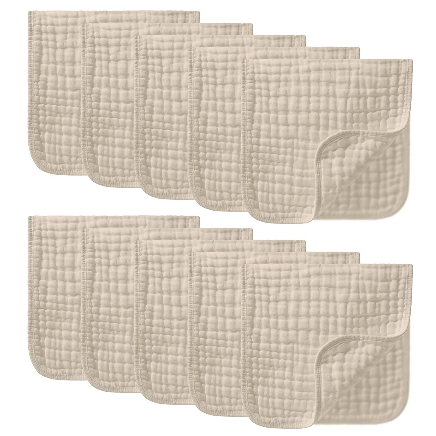 YOOFOSS Muslin Burp Cloths 10 Pack Baby Washcloths Large 20''X10'' 100% Cotton 6 Layers Super Soft and Absorbent