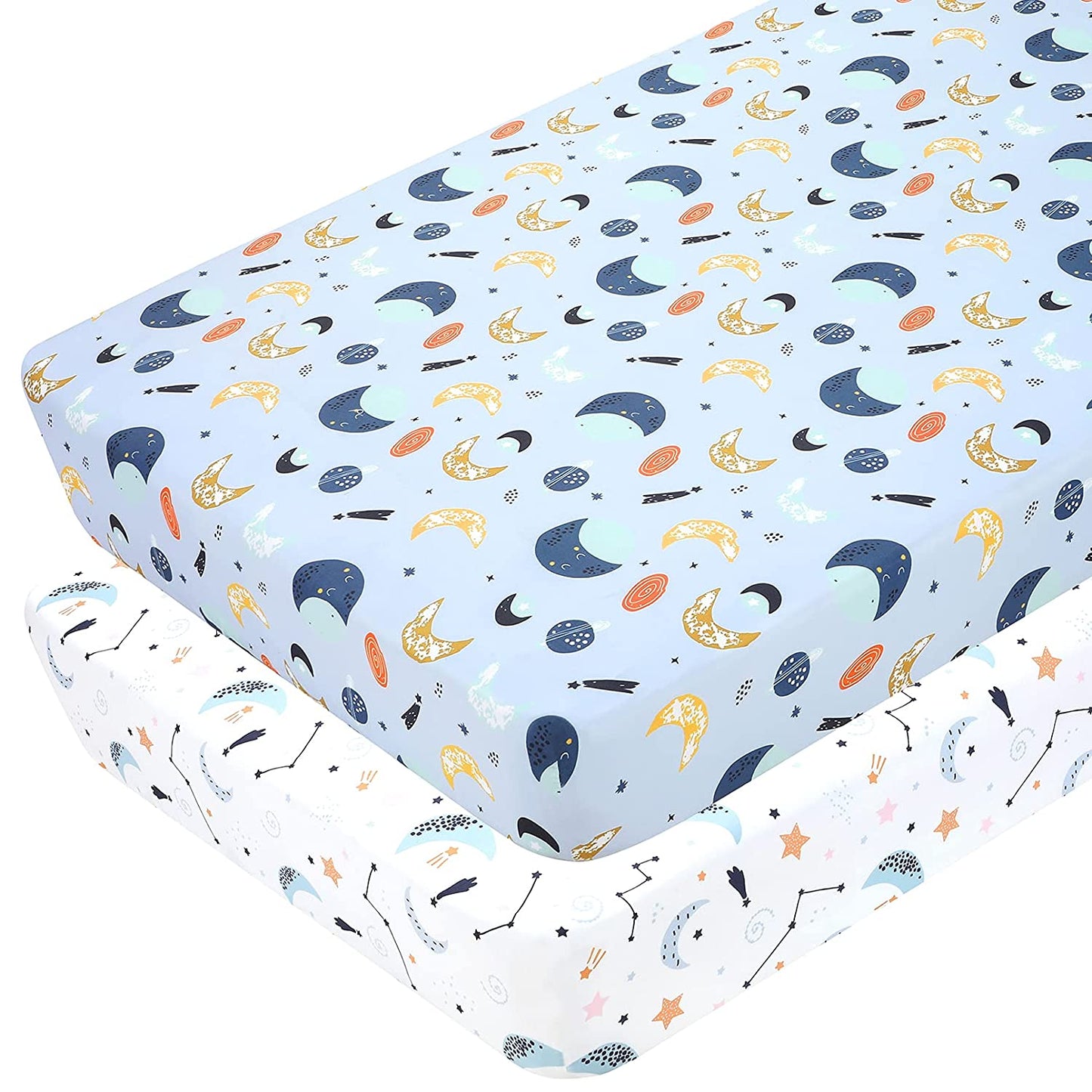 Yoofoss Fitted Crib Sheet Set 2 Pack Baby Sheets for Standard Crib Toddler Mattress Cover Soft Microfiber Breathable Mattress Cover for Boys and Girls