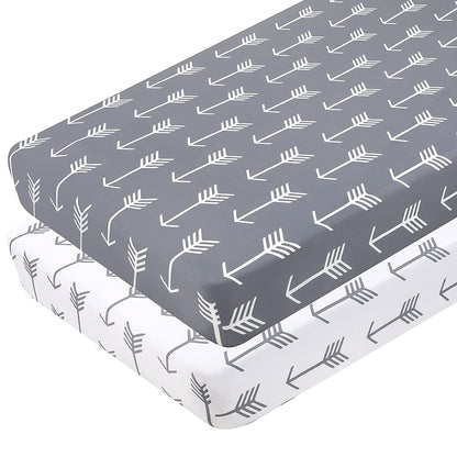 Yoofoss Fitted Crib Sheet Set 2 Pack Baby Sheets for Standard Crib Toddler Mattress Cover Soft Microfiber Breathable Mattress Cover for Boys and Girls