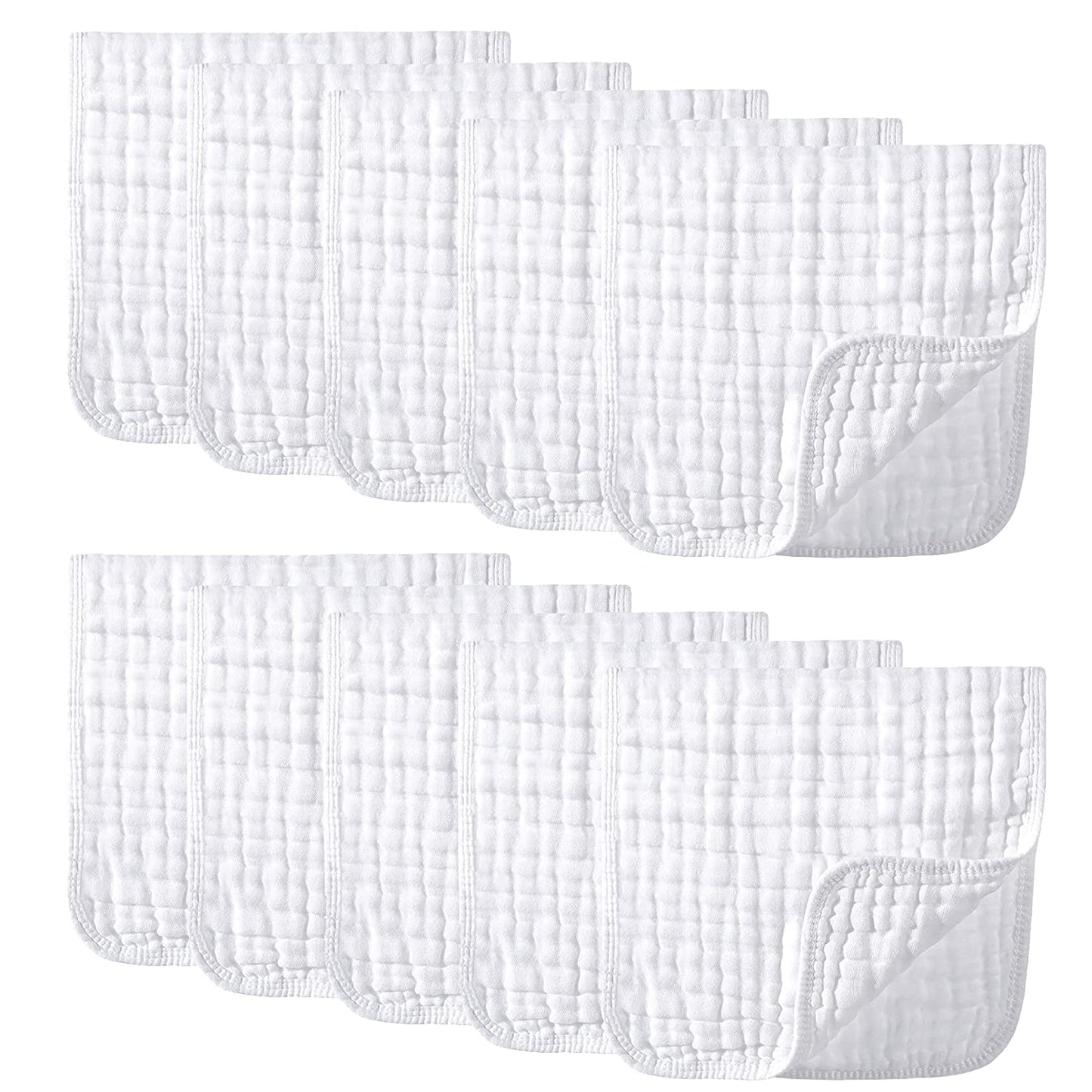 YOOFOSS Muslin Burp Cloths 10 Pack Baby Washcloths Large 20''X10'' 100% Cotton 6 Layers Super Soft and Absorbent