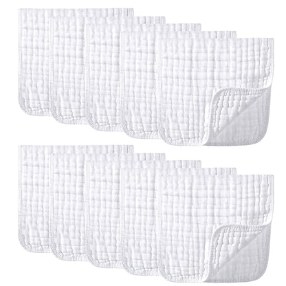 YOOFOSS Muslin Burp Cloths 10 Pack Baby Washcloths Large 20''X10'' 100% Cotton 6 Layers Super Soft and Absorbent