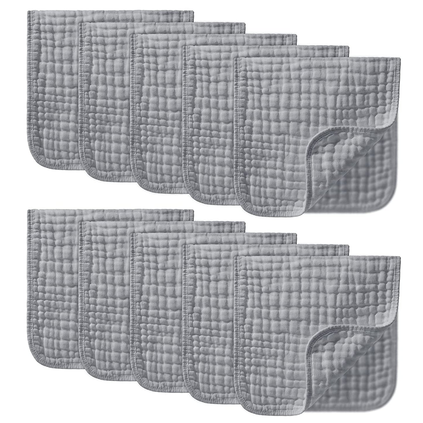 YOOFOSS Muslin Burp Cloths 10 Pack Baby Washcloths Large 20''X10'' 100% Cotton 6 Layers Super Soft and Absorbent