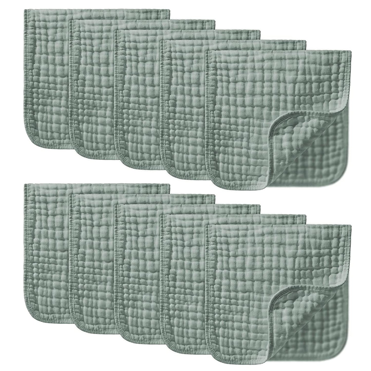 YOOFOSS Muslin Burp Cloths 10 Pack Baby Washcloths Large 20''X10'' 100% Cotton 6 Layers Super Soft and Absorbent
