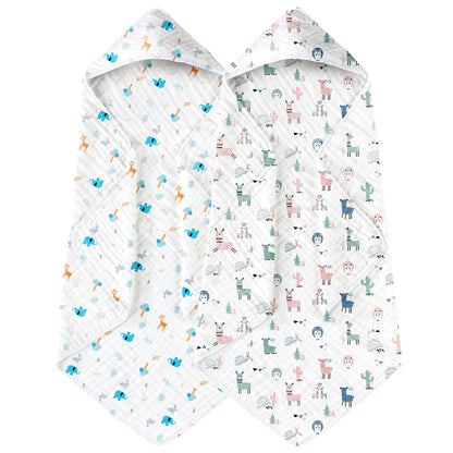 Large Hooded Baby Towels, Green & White