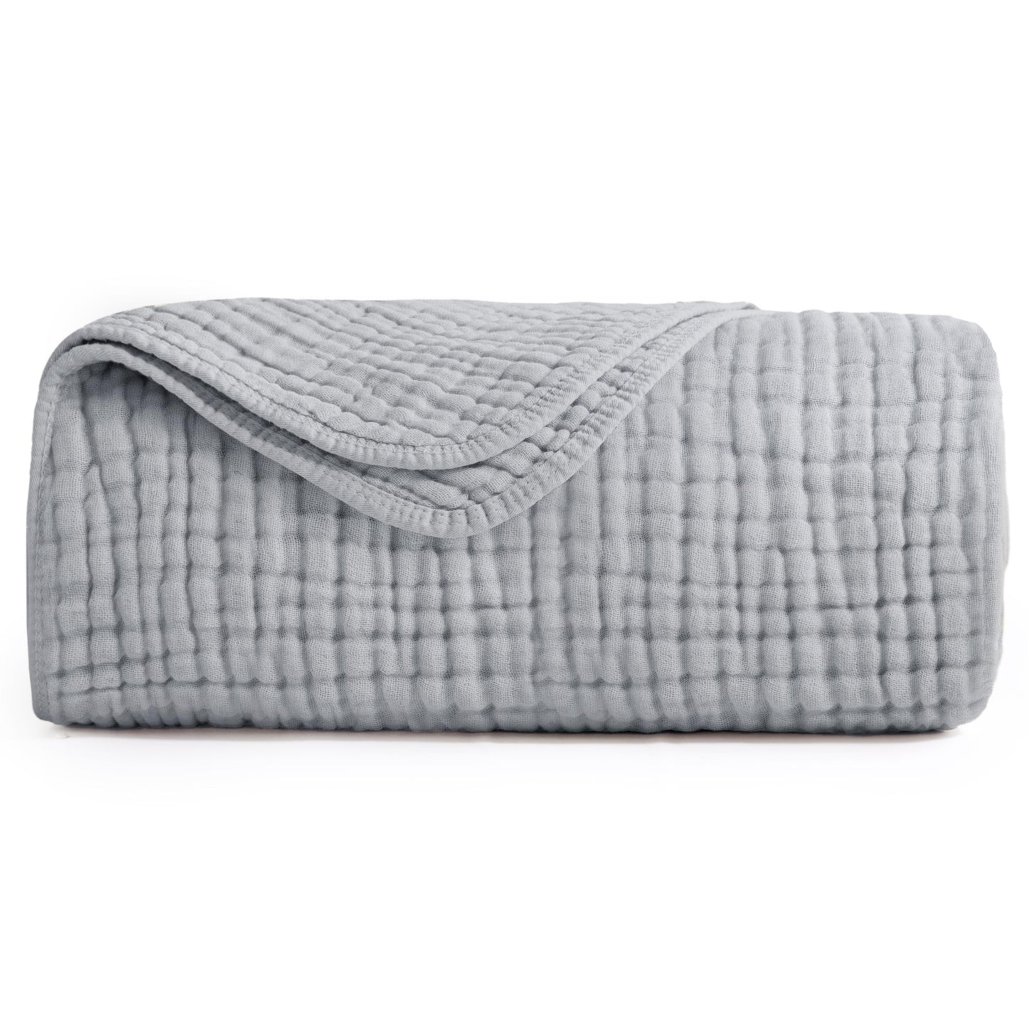 Yoofoss Muslin Blanket 100% Cotton Summer Blanket Large Twin Size 60" x 80" for Bed Couch 6-Layer Gauze Blanket for Adults Lightweight and Breathable Grey
