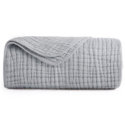 Yoofoss Muslin Blanket 100% Cotton Summer Blanket Large Twin Size 60" x 80" for Bed Couch 6-Layer Gauze Blanket for Adults Lightweight and Breathable Grey