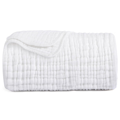 Yoofoss Muslin Blanket 100% Cotton Summer Blanket Large Twin Size 60" x 80" for Bed Couch 6-Layer Gauze Blanket for Adults Lightweight and Breathable Grey