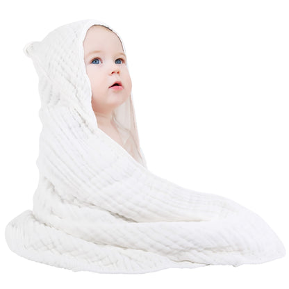 Large Hooded Baby Towels, Green & White