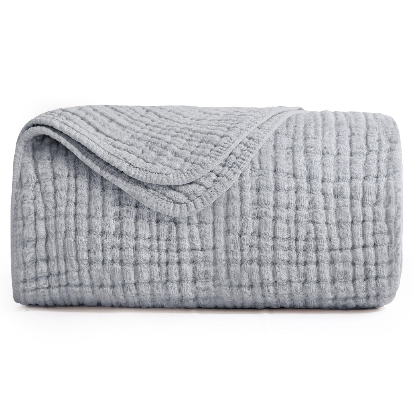 Yoofoss Muslin Blanket 100% Cotton Summer Blanket Large Twin Size 60" x 80" for Bed Couch 6-Layer Gauze Blanket for Adults Lightweight and Breathable Grey