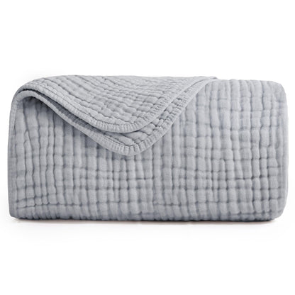 Yoofoss Muslin Blanket 100% Cotton Summer Blanket Large Twin Size 60" x 80" for Bed Couch 6-Layer Gauze Blanket for Adults Lightweight and Breathable Grey