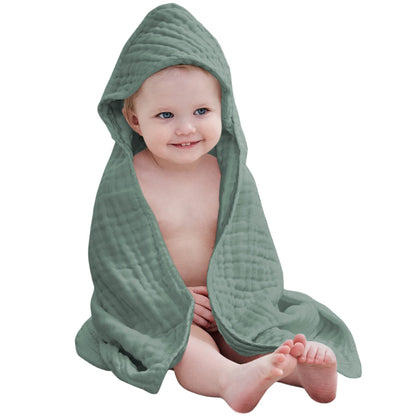 Large Hooded Baby Towels, Green & White